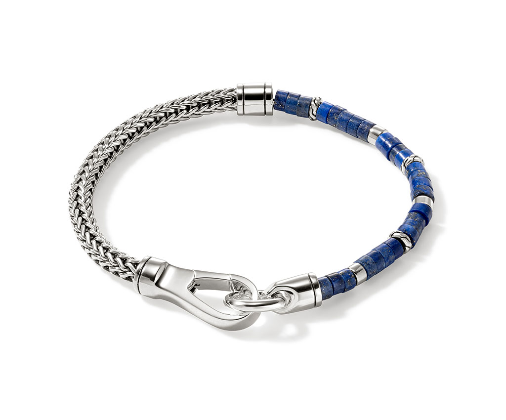 Heishi Silver Bracelet with Lapis Lazuli Beads